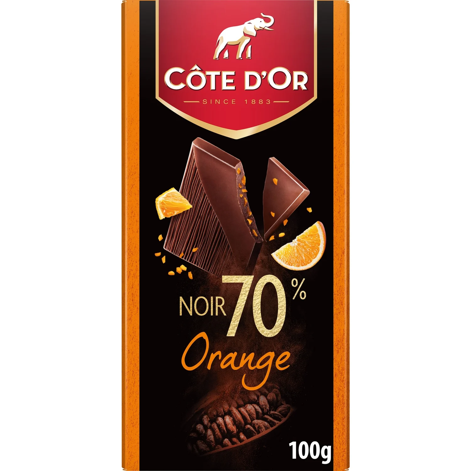 Cote d'Or black 70% and orange