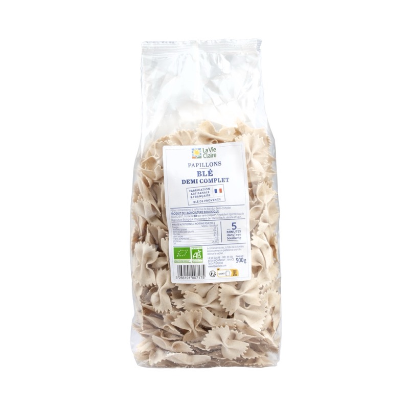 Butterfly pasta 1/2 wholemeal 500g - La Vie Claire