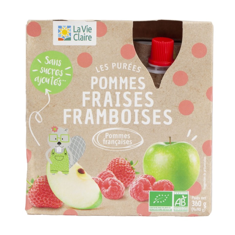Puree pomme fraise framboise x4 90g