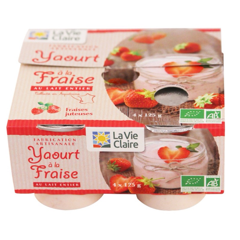 Yogurt brewed strawberry 4x125g - La Vie Claire 