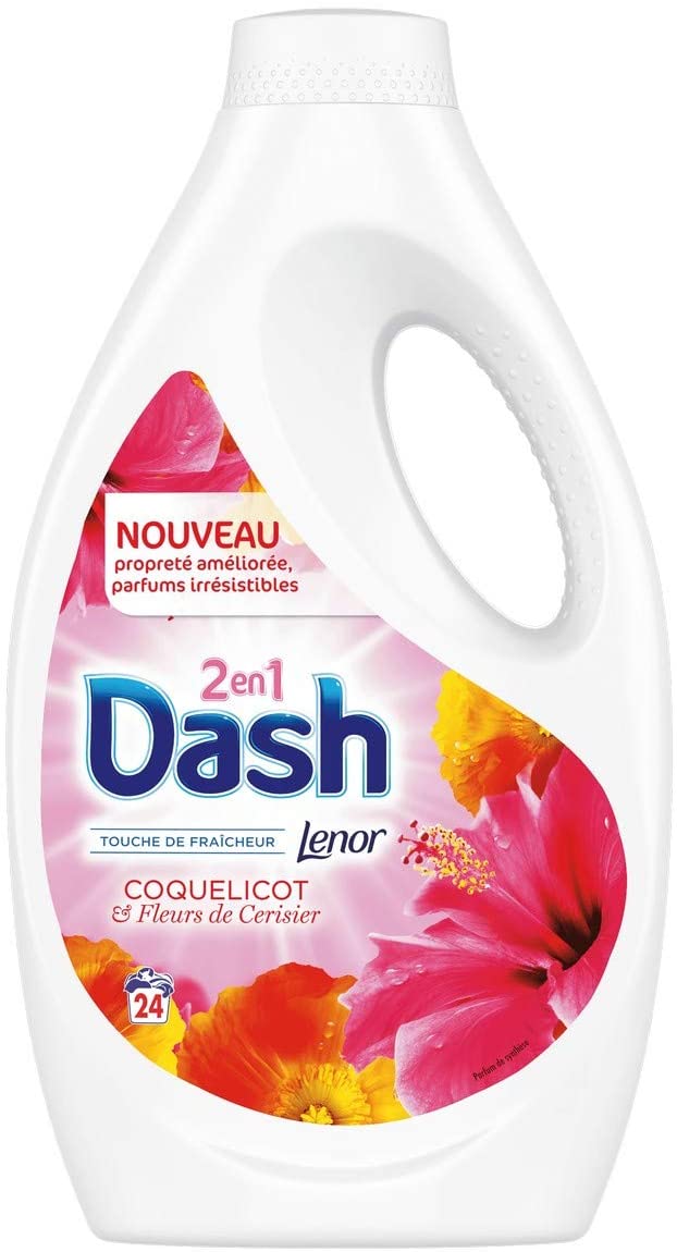 Dash Lessive Liquide 2 En 1 Cerise 1 L x 24 Lavages