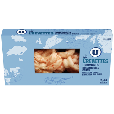 Raw peeled Argentine wild shrimps U