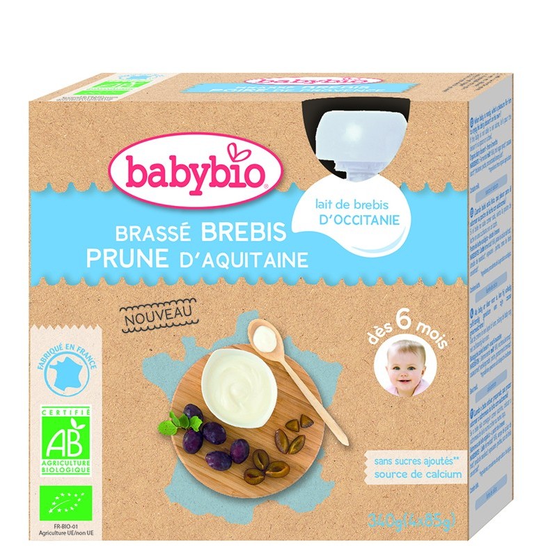 BabyBio Gourdes Brasse Brebis Prune Dès 6 Mois 85 g x 4 