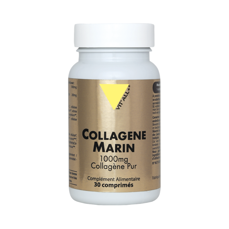 Collagène marin pur 1000mg- 30 unités - renforce les os et la peau - Vit'all+