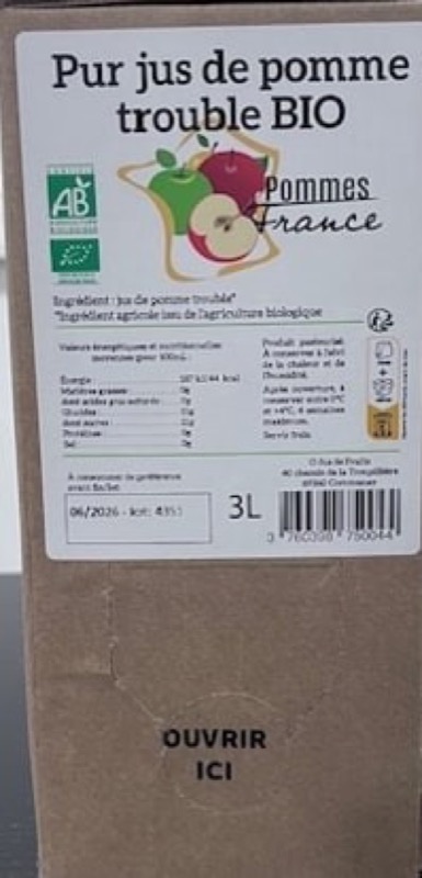 JUS DE POMME TROUBLE BIB 3L