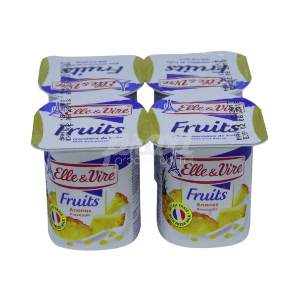 Elle&Vire Uht Pineapple Yoghurt 4 x 125 g