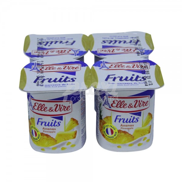 Elle&Vire Yaourt Uht Ananas 4 x 125 g