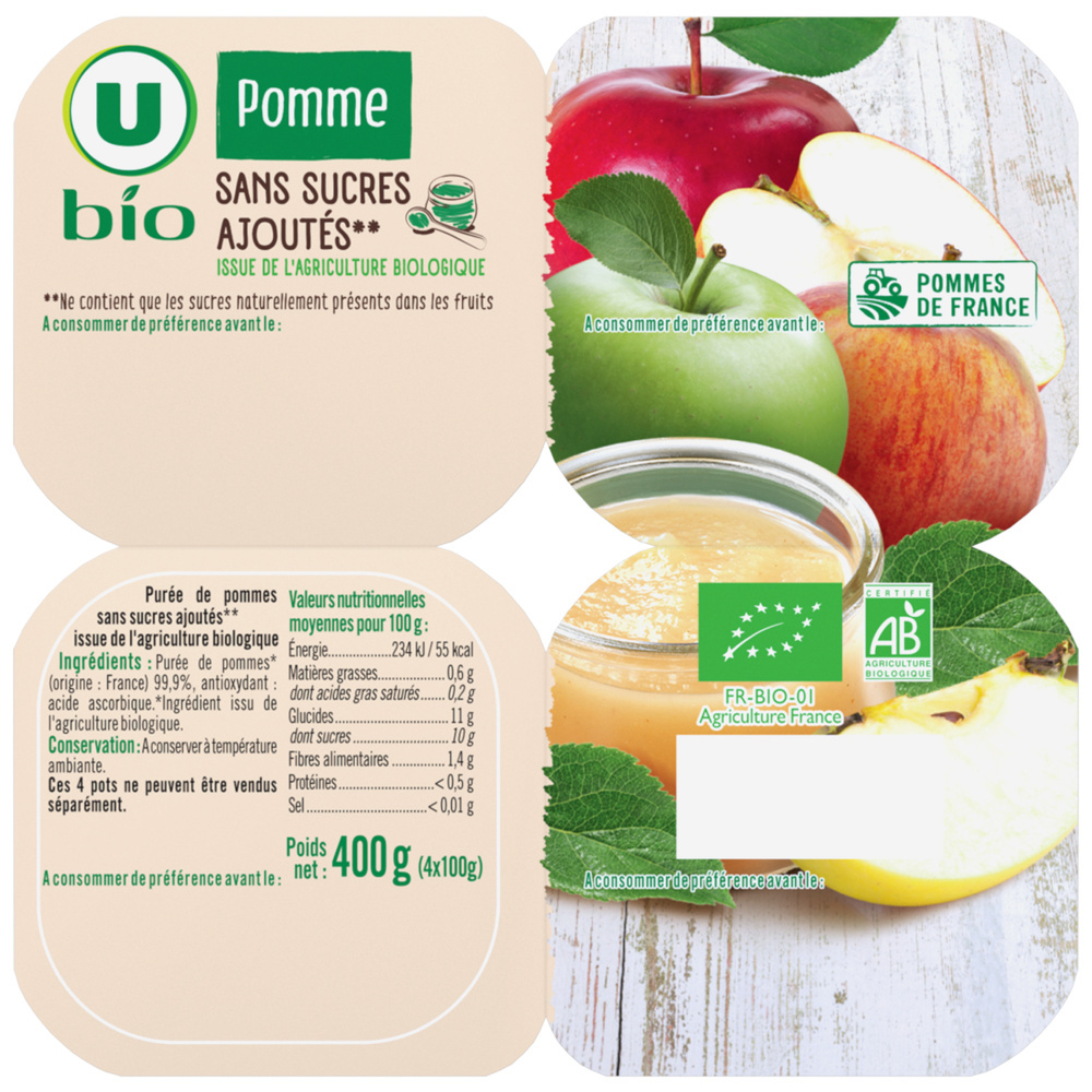 Compote de pommes bio U
