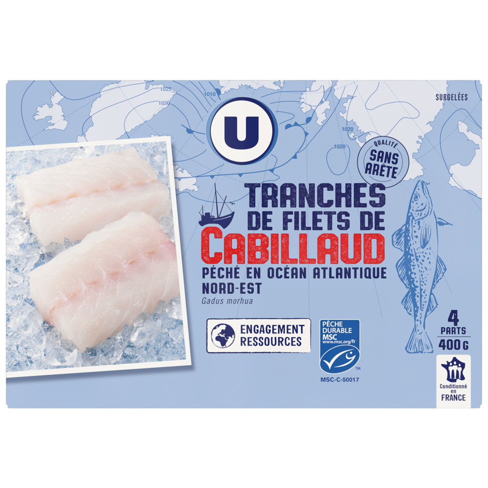 Slices of plain cod fillet U