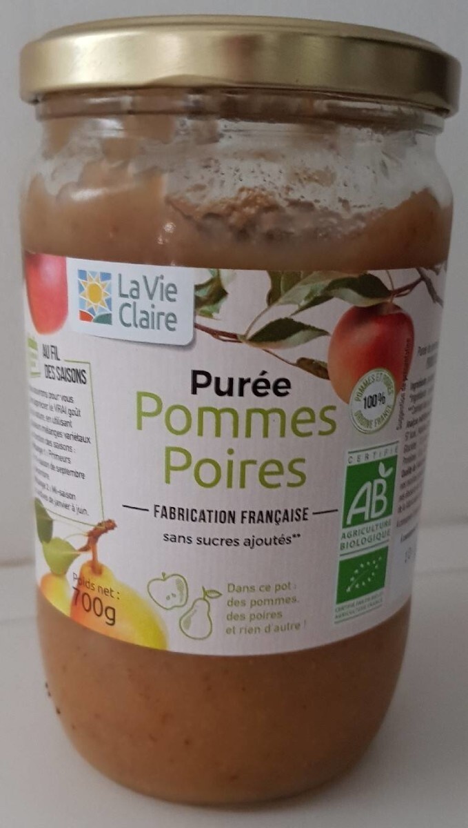 Pear apple puree with no added sugar 700g - La Vie Claire