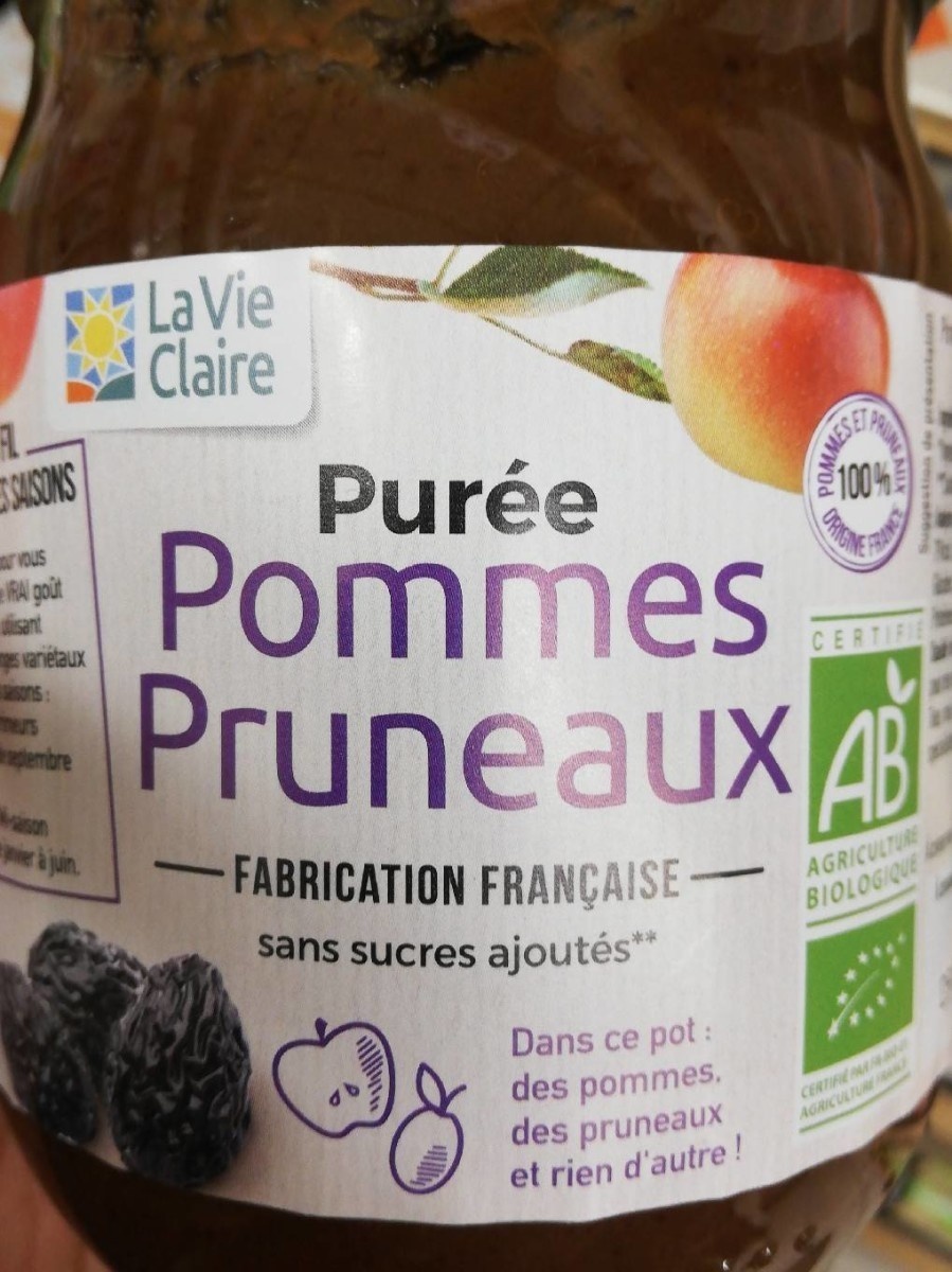 Prune apple puree with no added sugar 560g - La Vie Claire