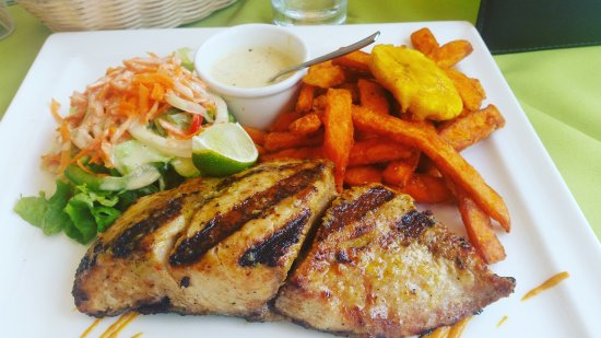 Grilled Seabream, Creol Sauce, Side of your choice 