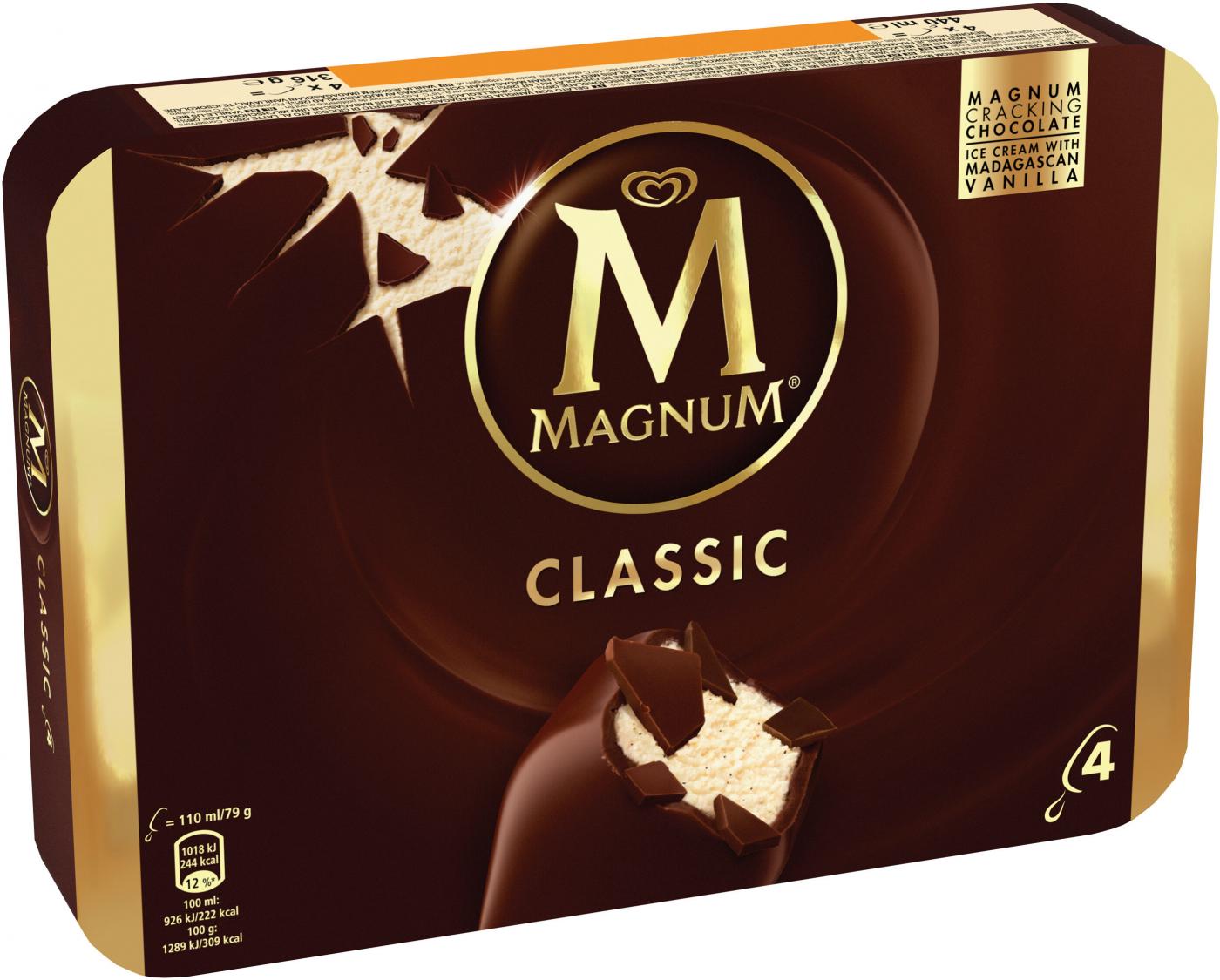 Magnum Ice Cream Classic Vanilla Chocolate x 4