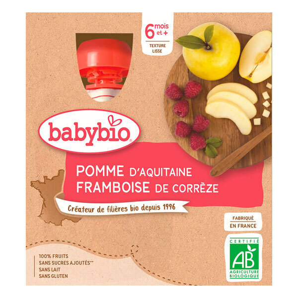 BABYBIO BOTTLE APPLE RASPBERRY - FROM 6 MONTHS