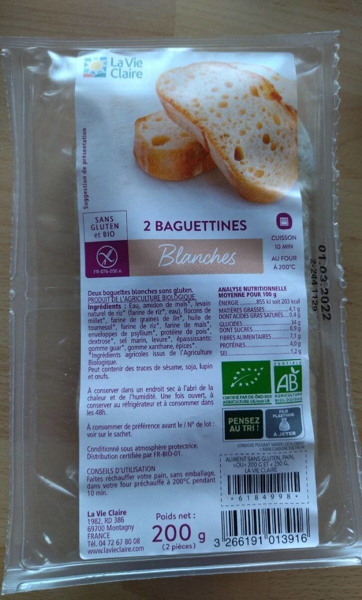 WHITE BAGUETTINES GLUTEN FREE 