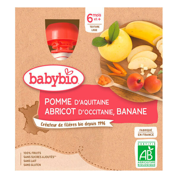 Babybio Gourde Pomme Abricot Banane - Des 6 Mois