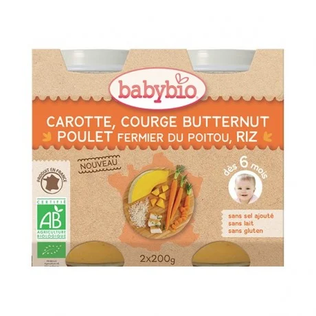 Babybio Pot Carrot Squash Butternut Chicken - From 6 Months