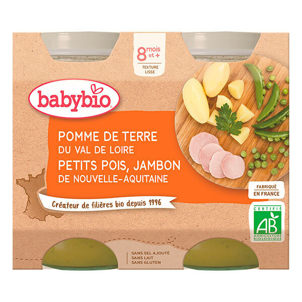 Babybio Pot Pdt Peas Ham - From 8 Months