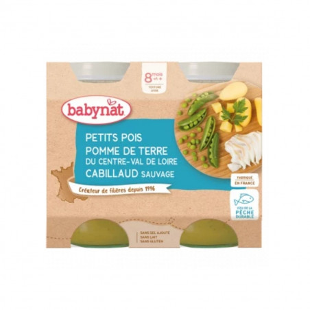 Babybio Pot Peas Potatoes Cod - From 8 Months 
