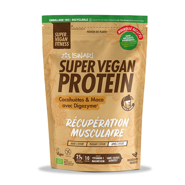 Protéine vegan cacahuètes/maca/Digezyme 400g - Iswari